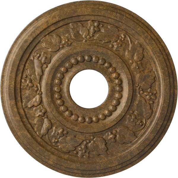 Ekena Millwork Genevieve Ceiling Medallion (Canopies up to 3 1/2"), 16 1/8"OD x 3 1/2"ID x 7/8"P, Rubbed Bronze CM16GNRZS - main